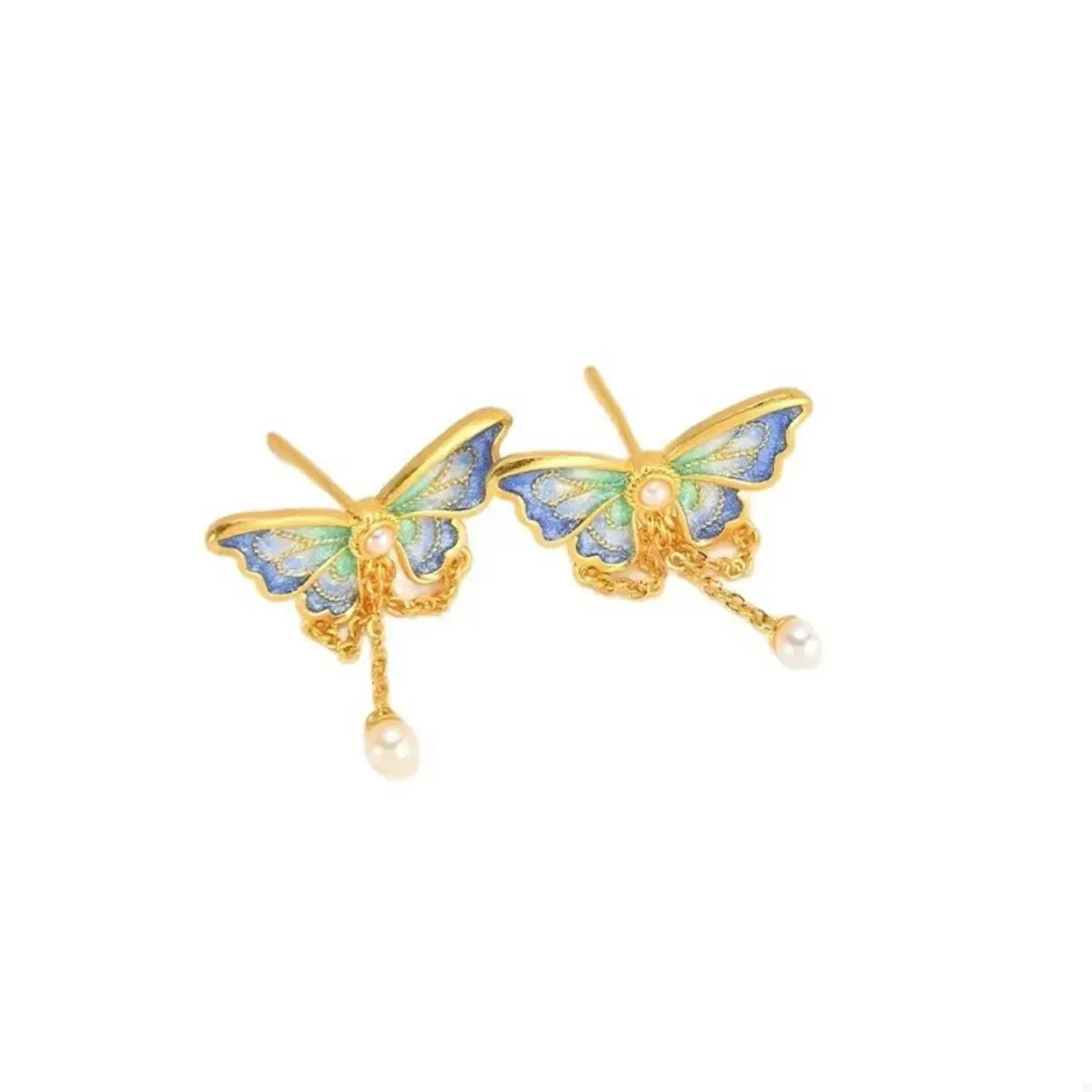 18K Gold-Plated Butterfly Earrings - Trendsi - Flyclothing LLC