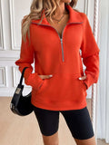 Ivy Lane Half Zip Raglan Sleeve Sweatshirt - Trendsi - Flyclothing LLC