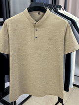 Men's Plus Size Button Detail Short Sleeve Polo - Trendsi - Flyclothing LLC