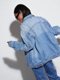 Button Up Collared Neck Denim Jacket - Trendsi