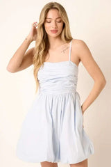 Mittoshop Ruched Detail Bubble Hem Mini Dress - Trendsi - Flyclothing LLC