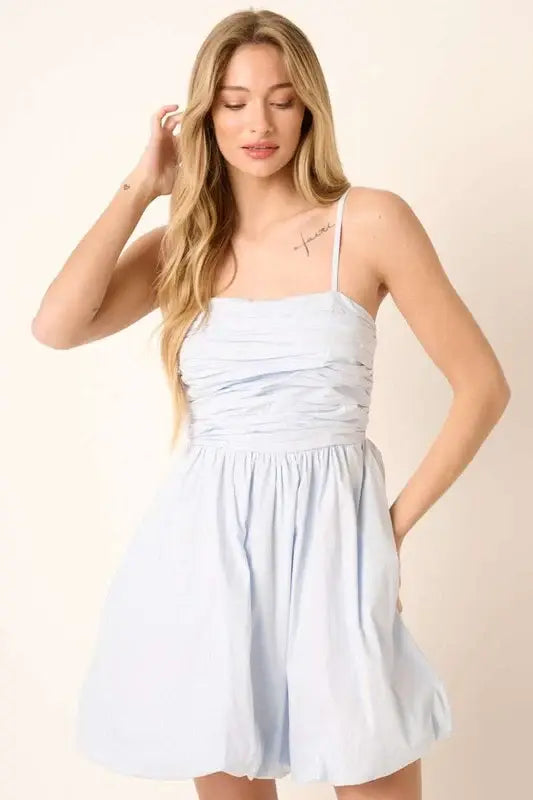 Mittoshop Ruched Detail Bubble Hem Mini Dress - Trendsi - Flyclothing LLC