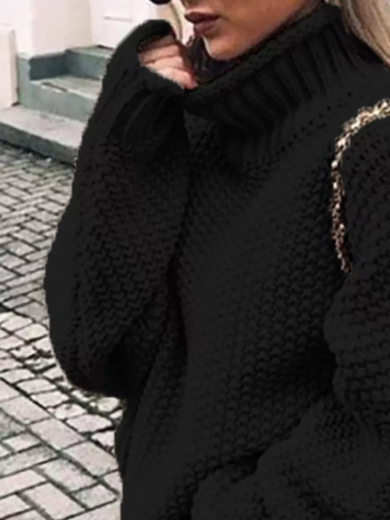 Full Size Chunky Knit Turtleneck Sweater Plus Size - Trendsi - Flyclothing LLC