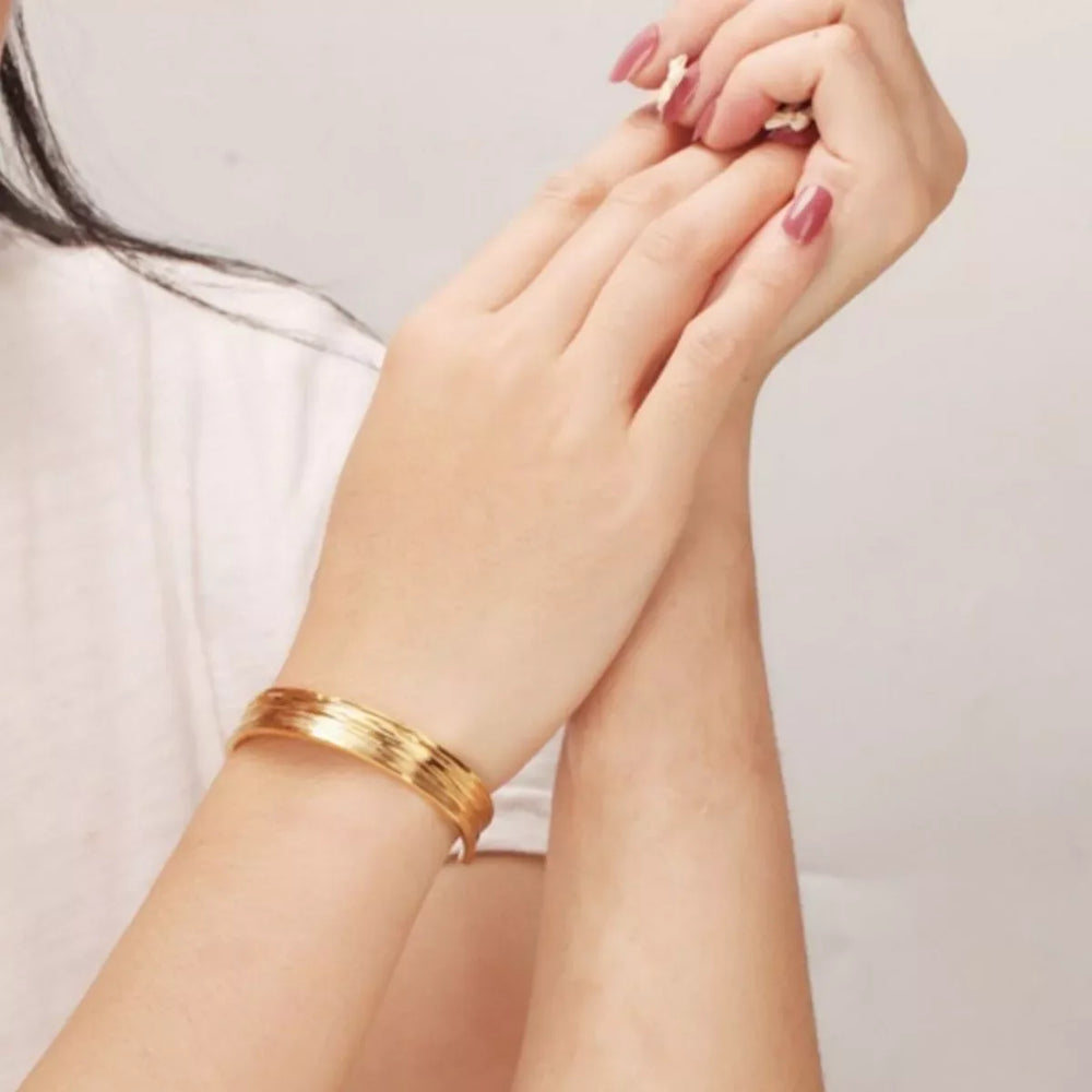 18K Gold-Plated Copper Open Bracelet - Trendsi - Flyclothing LLC