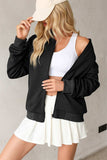 Texture Zip Up Baseball Collar Long Sleeve Jacket - Trendsi - Flyclothing LLC