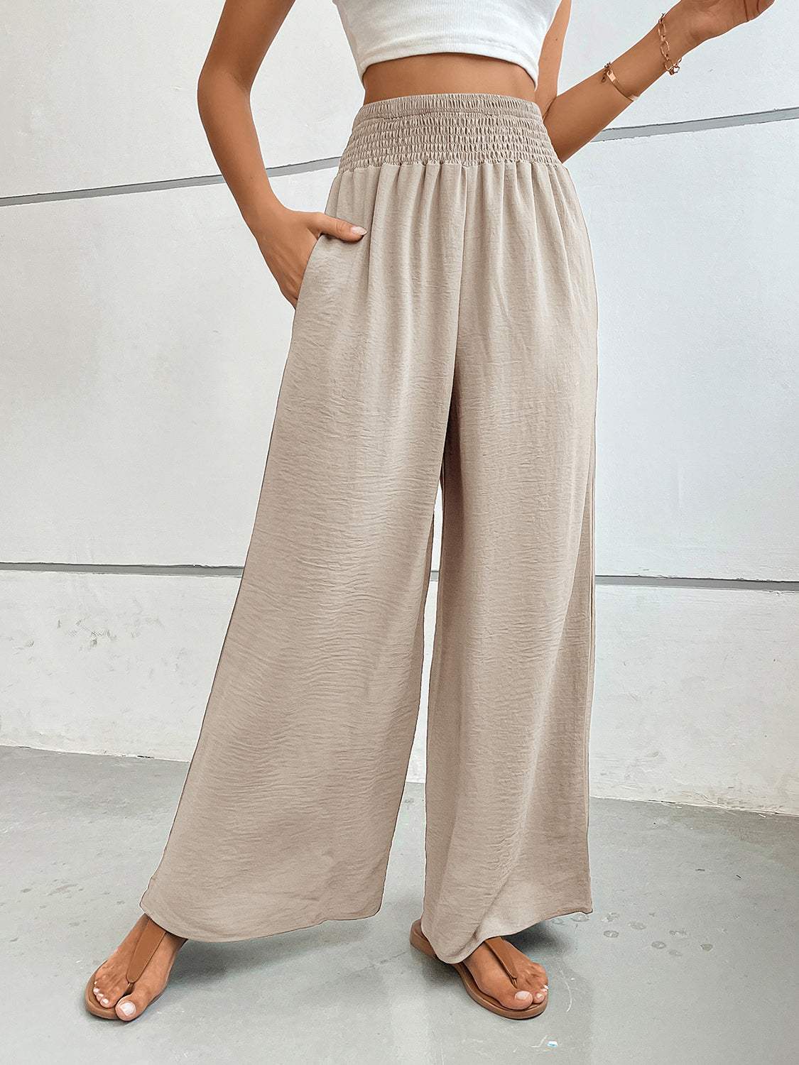 Perfee Wide Leg Pants with Pockets - Trendsi - Flyclothing LLC