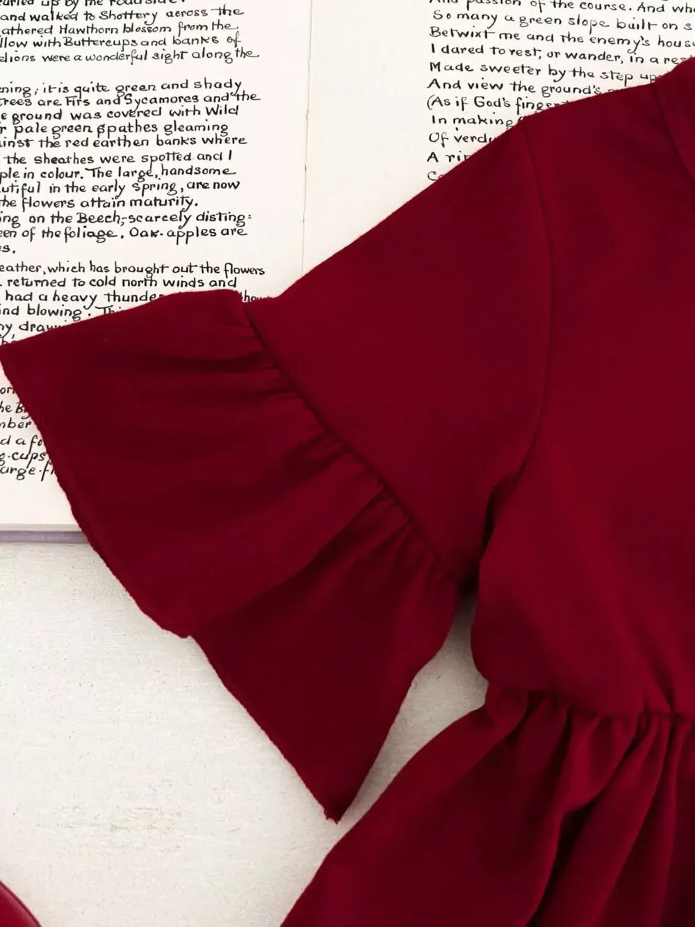 Children's Ruffle Sleeve Top & Floral Patch Pants Set - Trendsi - Flyclothing LLC