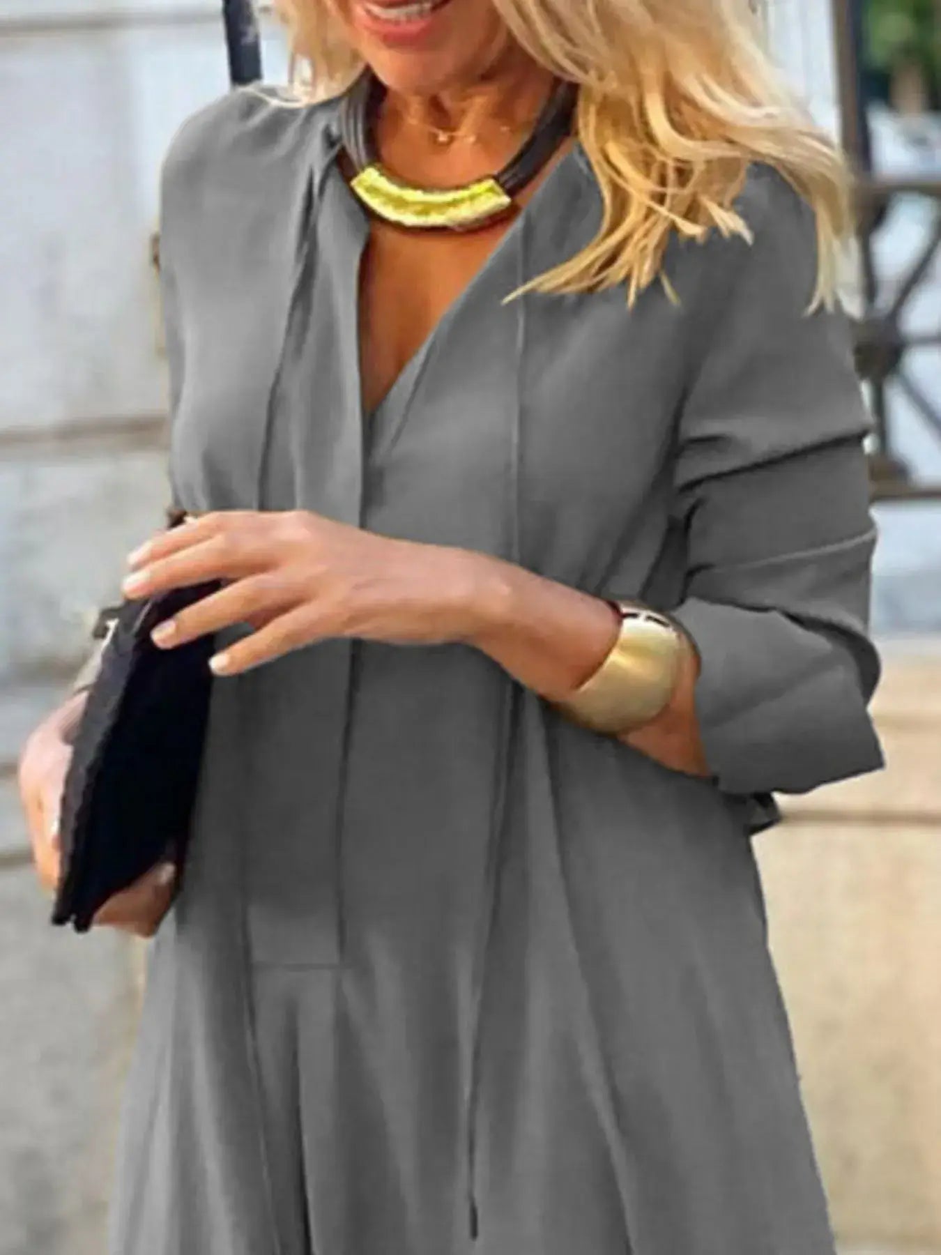 Full Size Solid Color Maxi Shirt Dress Plus Size - Trendsi - Flyclothing LLC