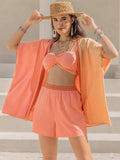 Cami, Open Front Cover Up and Shorts Set - Trendsi - Flyclothing LLC