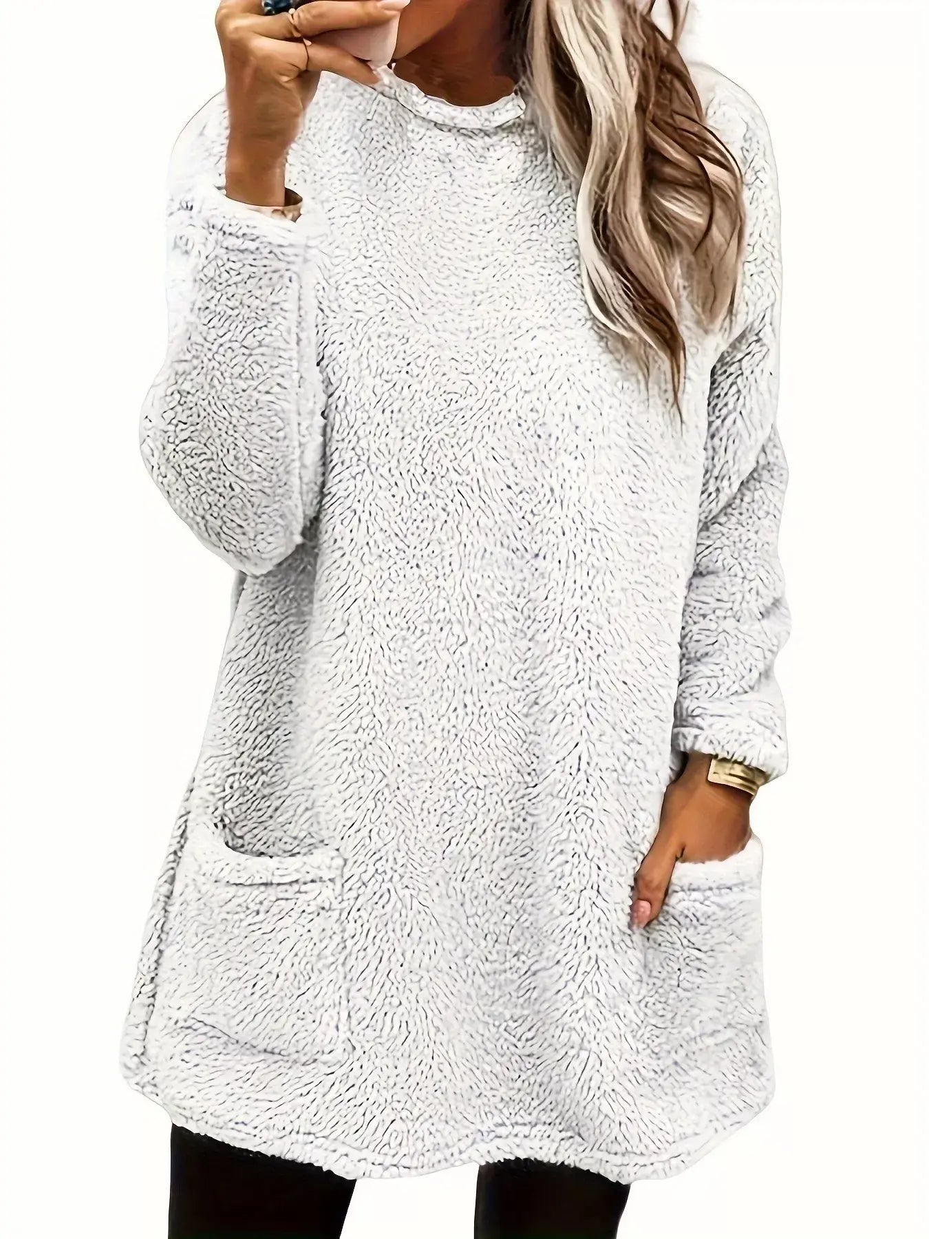 Fleece Long Sleeve Sweatshirt - Trendsi - Flyclothing LLC