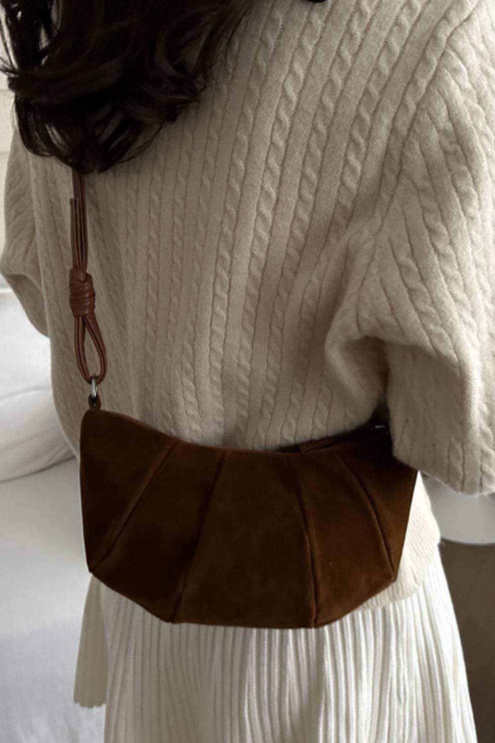 Suede Croissant Shape Shoulder Bag - Trendsi - Flyclothing LLC