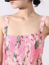 Floral Print Pleated Maxi Dress - Trendsi - Flyclothing LLC