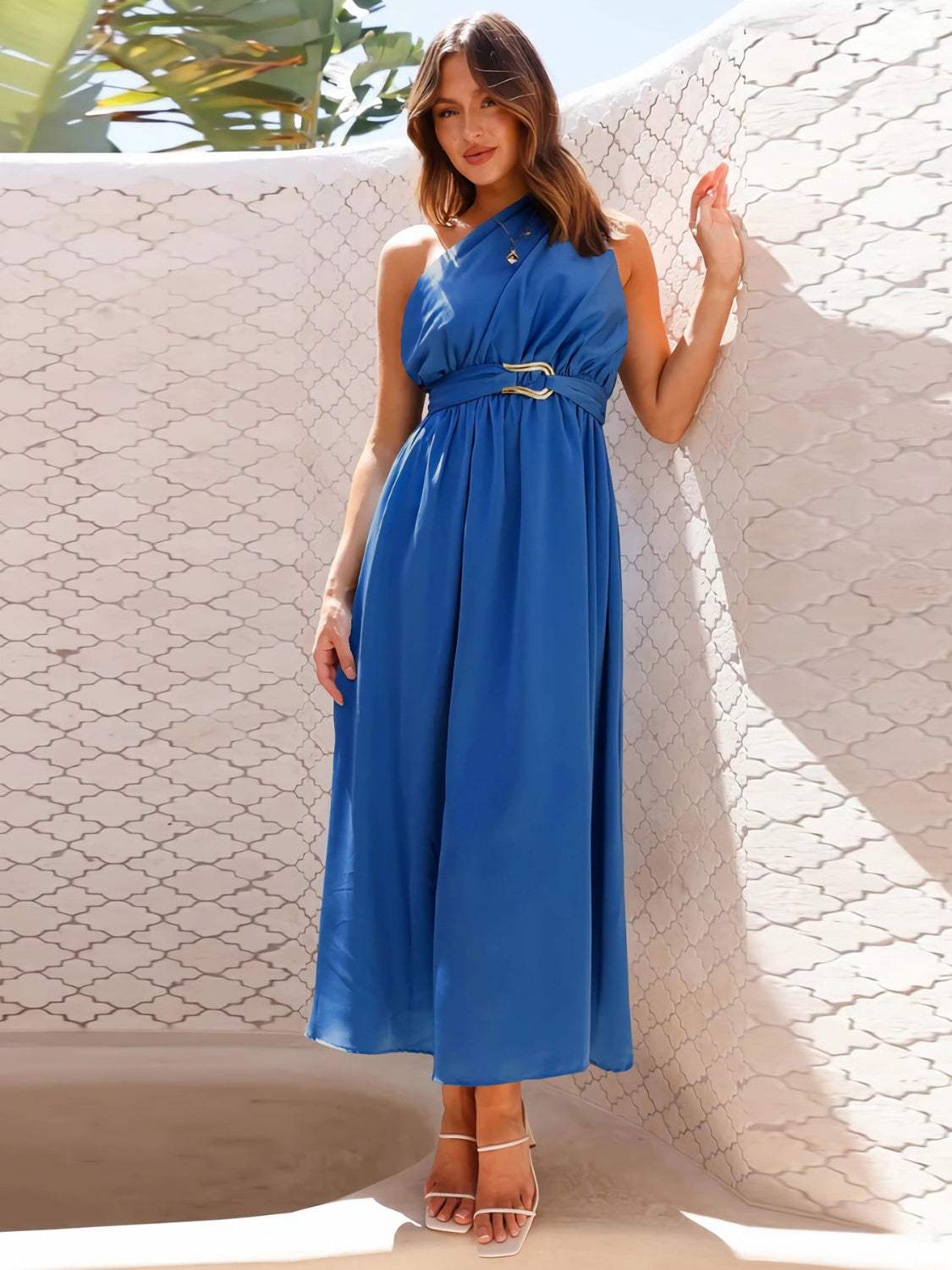 Single Shoulder Midi Dress - Trendsi - Flyclothing LLC