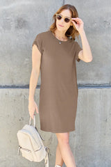 Basic Bae Full Size Round Neck Short Sleeve Dress with Pockets - ShopBasicbae - Flyclothing LLC