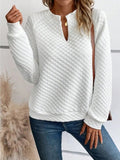 Notched Long Sleeve Sweatshirt - Trendsi