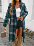 Plaid Long Sleeve Hooded Coat - Trendsi - Flyclothing LLC
