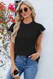 Ruffled Round Neck Cap Sleeve Blouse - Trendsi - Flyclothing LLC