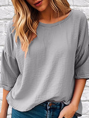 Full Size Round Neck Half Sleeve T-Shirt Plus Size - Trendsi