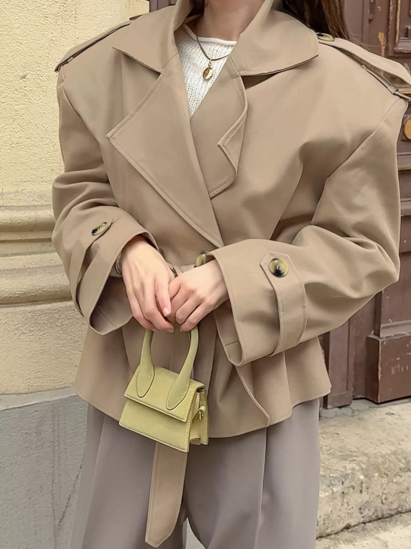 Chic Double-Breasted Belted Trench Coat - Trendsi - Flyclothing LLC