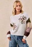 BiBi Flower Color Block Sweater - Trendsi - Flyclothing LLC