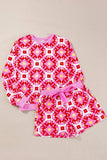 Geometric Round Neck Top and Shorts Set - Trendsi - Flyclothing LLC