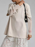 Faux Layered Round Neck Mesh Sleeve Top - Trendsi - Flyclothing LLC