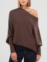 Boat Neck Long Sleeve Sweater - Trendsi - Flyclothing LLC
