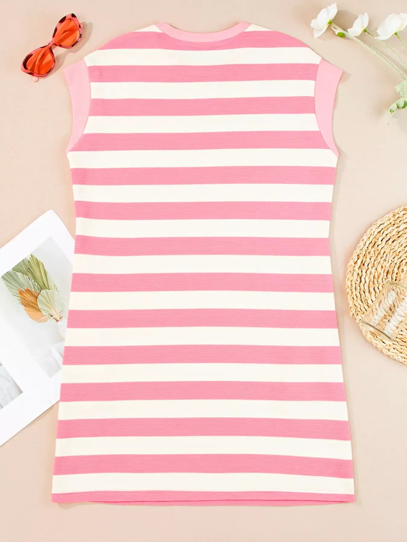 Stripe Cap Sleeve Pocketed Shift Dress - Trendsi - Flyclothing LLC