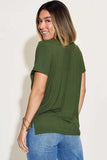 Basic Bae Full Size V-Neck High-Low T-Shirt - Trendsi - Flyclothing LLC