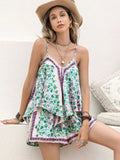 Printed V-Neck Top and Shorts Set - Trendsi - Flyclothing LLC