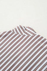 Striped V Neck Cap Sleeve Blouse - Trendsi - Flyclothing LLC