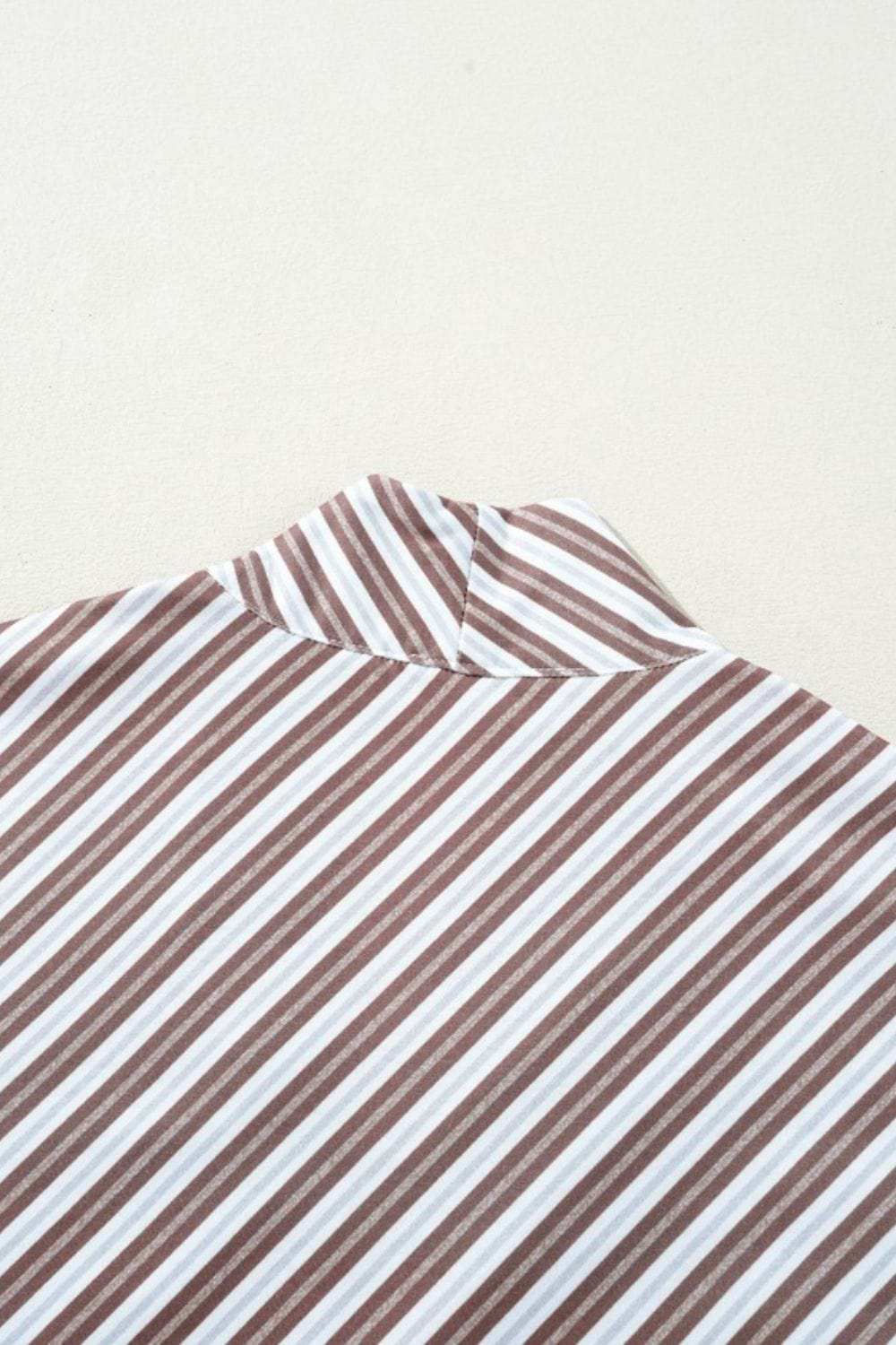 Striped V Neck Cap Sleeve Blouse - Trendsi - Flyclothing LLC