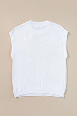 Crochet Flower Round Neck Sweater Vest - Trendsi - Flyclothing LLC