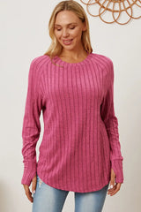 Basic Bae Full Size Ribbed Thumbhole Sleeve T-Shirt - ShopBasicbae - Flyclothing LLC