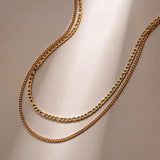 Stainless Steel Double-Layered Necklace - Trendsi