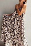 Abstract Print Tie Back Maxi Cami Dress - Trendsi