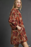 Umgee Animal Print Boho Tunic Dress with Contrast Trim Detail - Trendsi - Flyclothing LLC