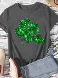 Lucky Clover Round Neck Short Sleeve T-Shirt Trendsi