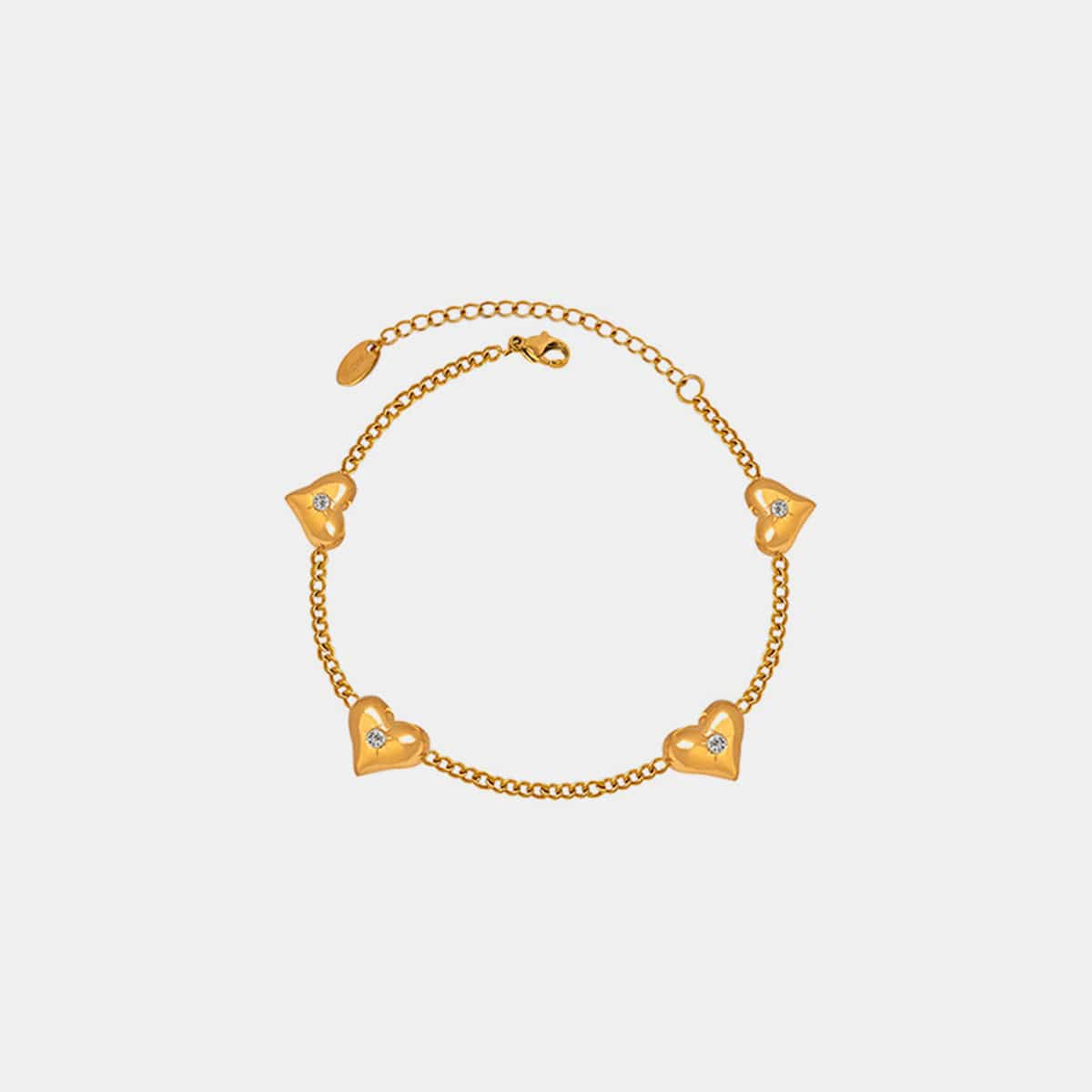 Titanium Steel Zircon Heart Bracelet - Trendsi