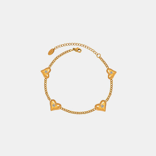 Titanium Steel Zircon Heart Bracelet - Trendsi