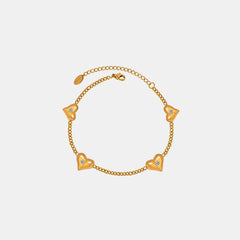 Titanium Steel Zircon Heart Bracelet - Trendsi