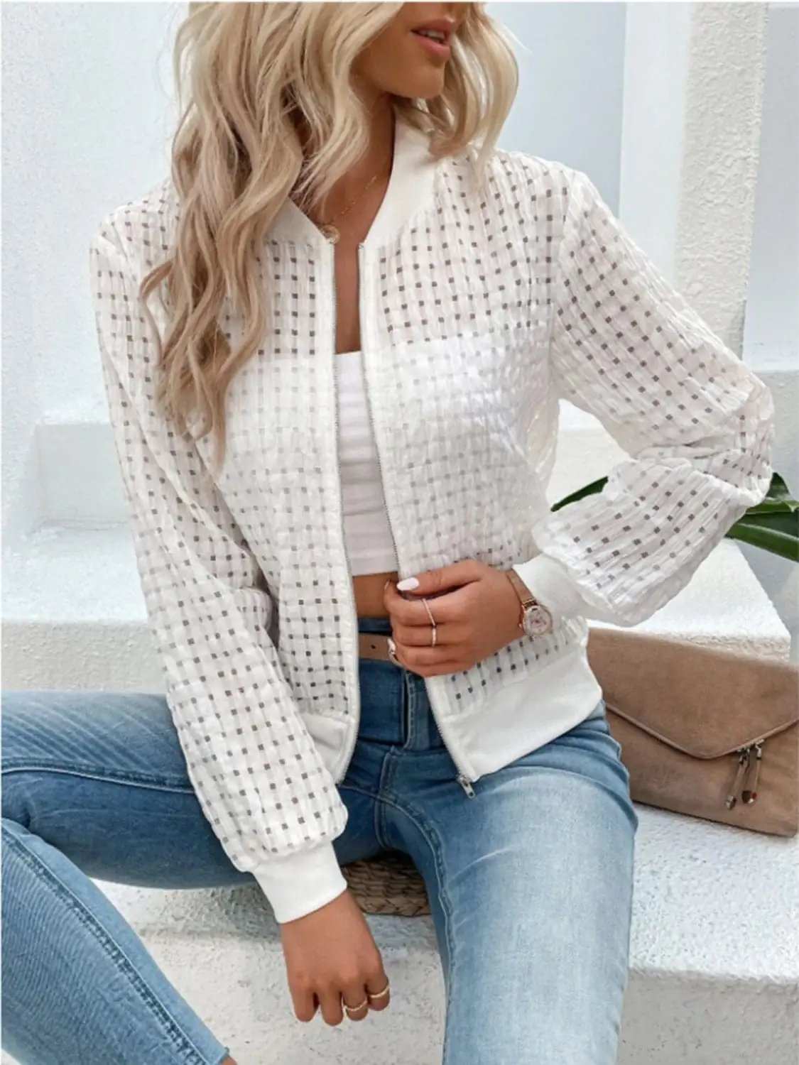 Zip Up Long Sleeve Jacket - Trendsi - Flyclothing LLC