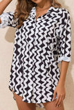 Button Down Contrast Striped Cover-Up - Trendsi - Flyclothing LLC