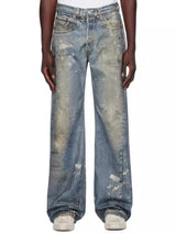 Men's Washed Printed Straight Jeans - Trendsi - Flyclothing LLC