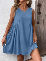 Ivy Lane Ruched V-Neck Sleeveless Mini Dress - Trendsi - Flyclothing LLC