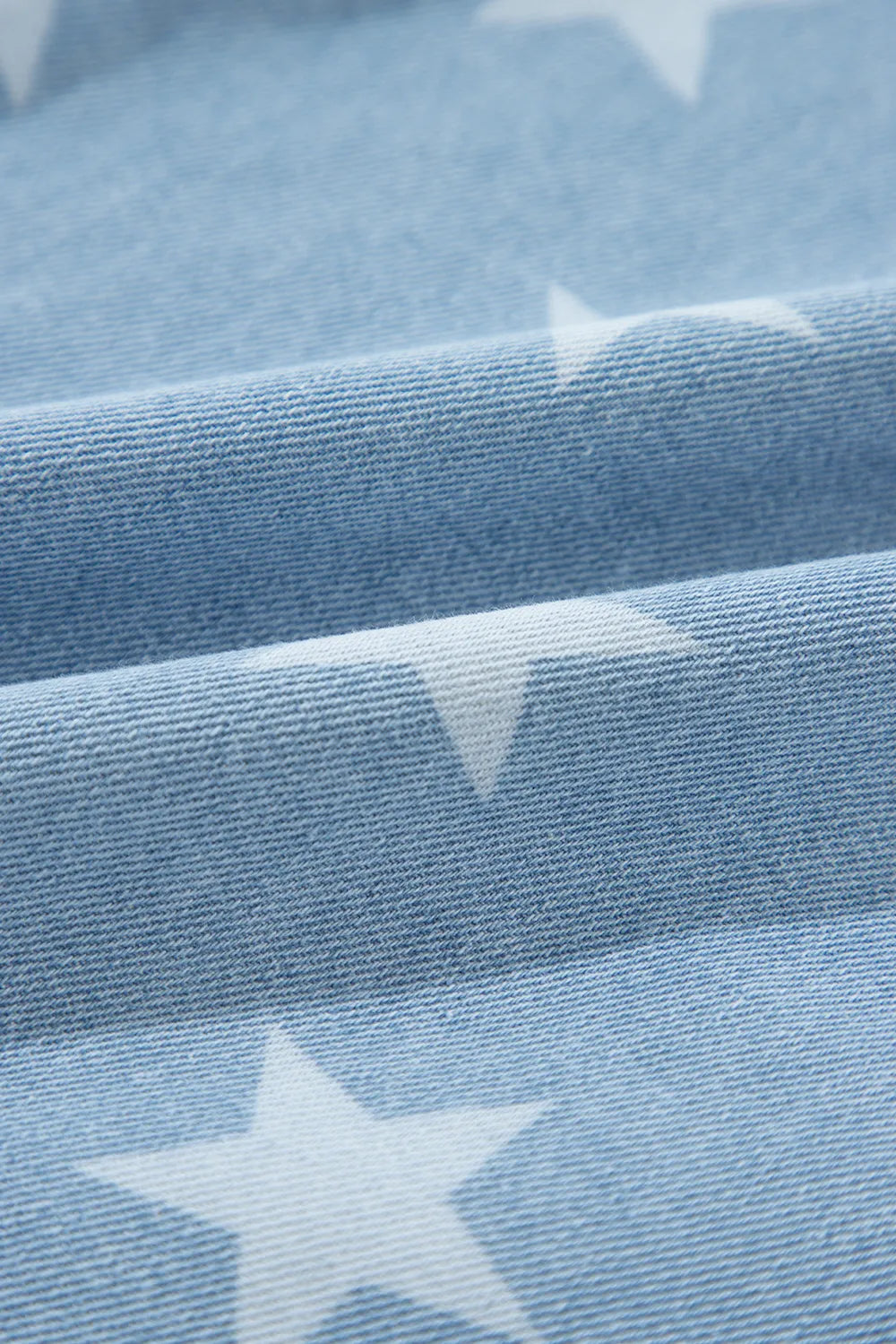 Raw Hem Star Collared Neck Denim Top - Trendsi - Flyclothing LLC