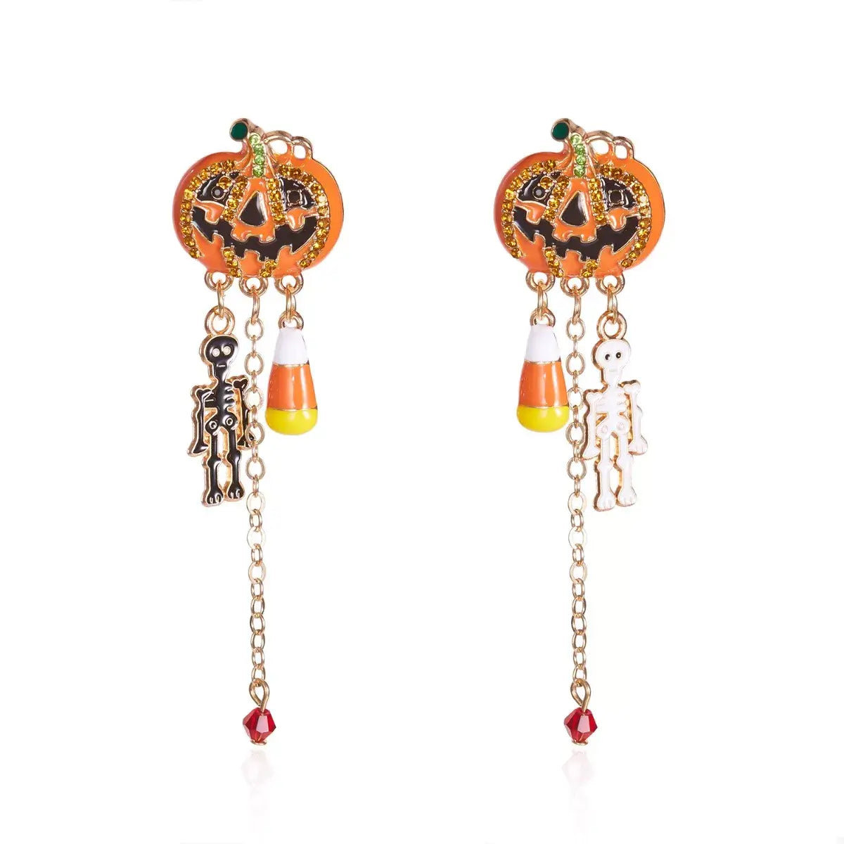 Halloween Pumpkin Drop Chain Earrings - Trendsi - Flyclothing LLC