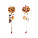 Halloween Pumpkin Drop Chain Earrings - Trendsi - Flyclothing LLC