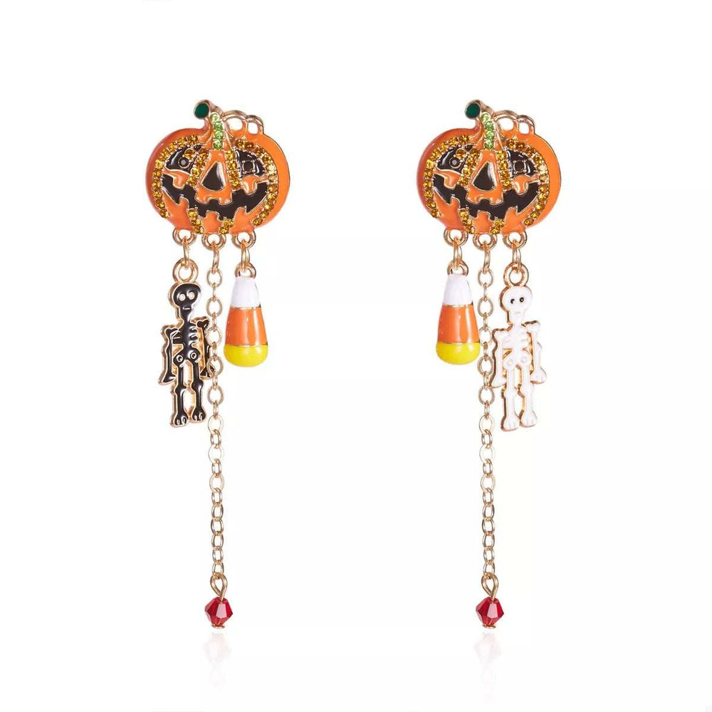 Halloween Pumpkin Drop Chain Earrings - Trendsi - Flyclothing LLC