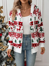 Drawstring Christmas Element Zip Up Hooded Jacket - Trendsi - Flyclothing LLC